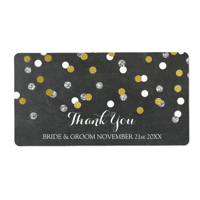Argent Gold Chalkboard Confetti Mariage Étiquettes (Devant)