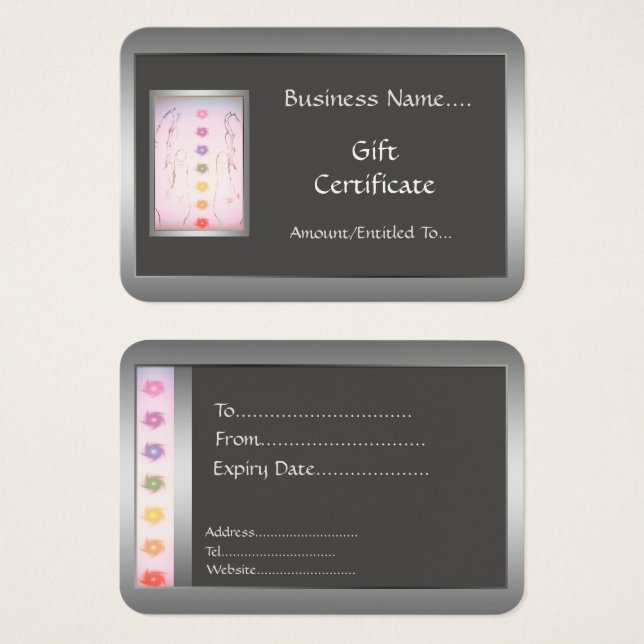 Argent Healing Hands Holistic Carte cadeau design (Devant & derrière)