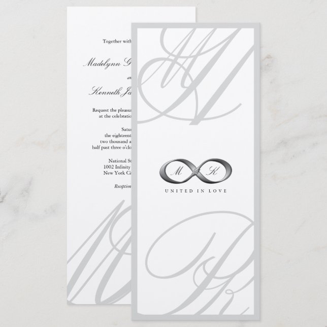 Argent Infinity Hand Clasp Mariage Invitation 2 (Devant / Derrière)