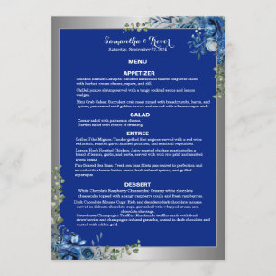 Argent Lustré, Rêves d'Azur Bleu Menu de Dîner