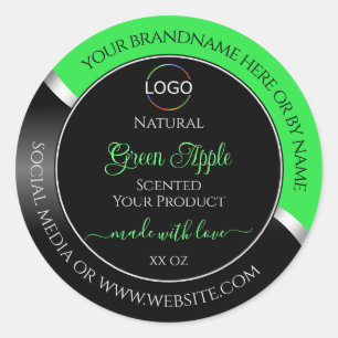 Argent noir vert avec logo Étiquettes de produits