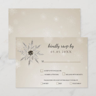 argent or neige flocons d'hiver mariage rsvp