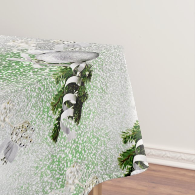 Argent Ornament blanc ruban nappe de Noël (In Situ)