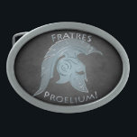 Argent pour lutter la boucle de ceinture spartiate<br><div class="desc">L'argent pour lutter la boucle de ceinture spartiate grecque de guerrier fait un grand cadeau pour n'importe quel guerrier. Le latin lit "pour lutter des frères !"  Voir les cadeaux des hommes plus grands à TheInspiredEdge.com</div>
