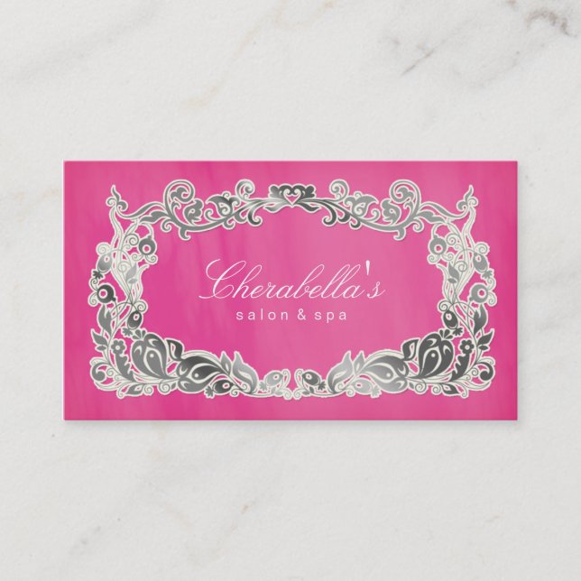 Argent rose floral de carte de visite de spa de (Devant)