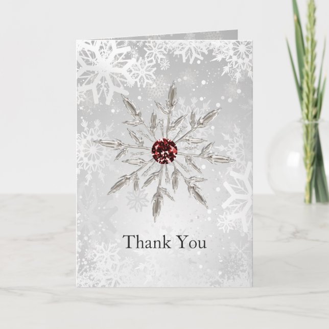 argent rouge snowflakes hiver mariage Merci (Devant)