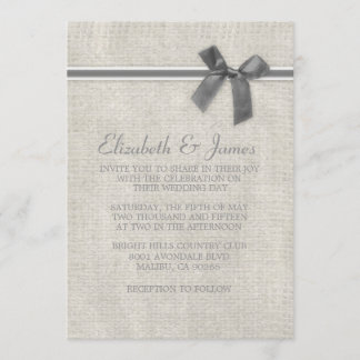 Argent Rustique Burlap Invitations de mariage