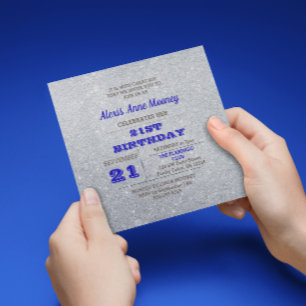 Argent & Sapphire Blue Sparkly Invitation Annivers