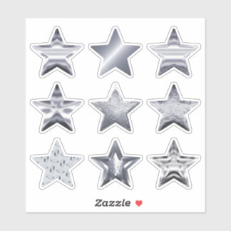 Argent Stars Faux Metallic Set de 9 Sticker