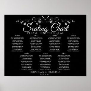 Argent sur Black Chic 7 Tableau Mariage Tableau de