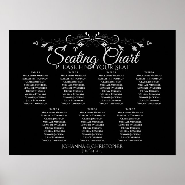 Argent sur Black Chic 7 Tableau Mariage Tableau de (Devant)