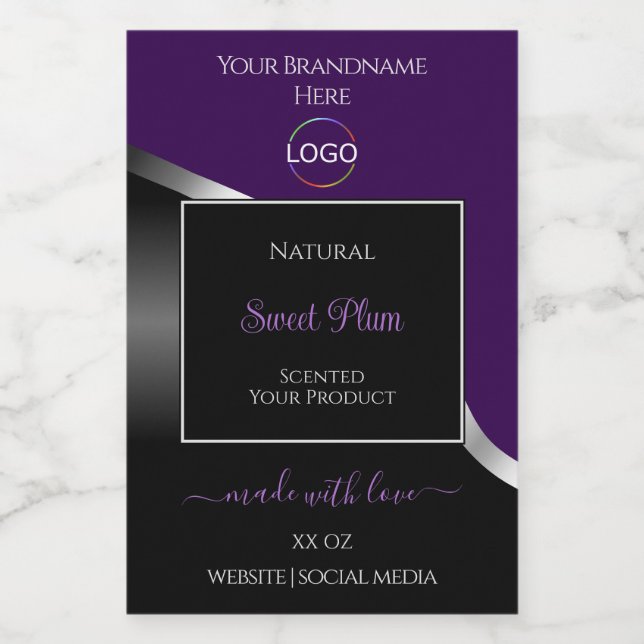 Argent violet noir Wavy avec Étiquettes de produit (Étiquettes simples)