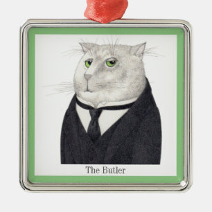 Argenté BULLER CAT Premium Carré Ornement + Texte