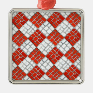 Argenté CHECK ROUGE MOSAIC Premium Carré Ornement