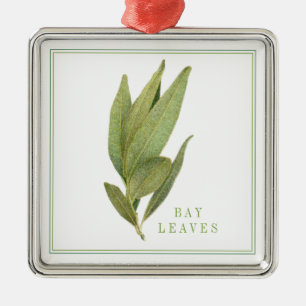 Argenté FEUILLES DE LAURIER FRAÎCHES Ornement carré de lux