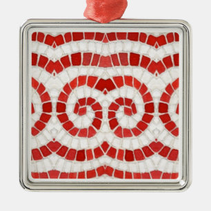 Argenté MOSAÏQUE IONIQUE ROUGE Ornement carré de luxe