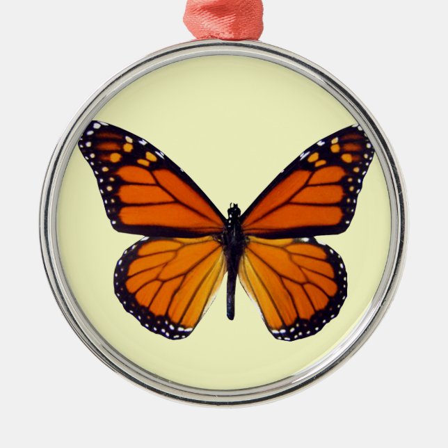 Argenté Ornement rond papillon orange (Devant)