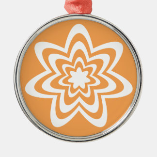 Argenté Ornement rond Premium d'explosion florale, orange