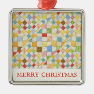 Argenté QUILT MOSAIC Premium Carré Ornement + Texte