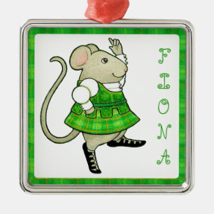 Argenté SOURIS DE JIG IRLANDAIS Ornement carré de luxe + N