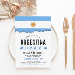 Argentine Cuisine   Invitation blanc du drapeau du