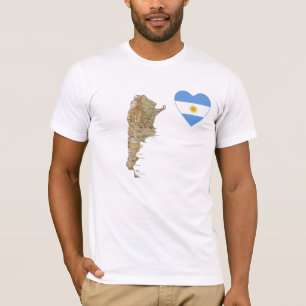 Argentine Drapeau Coeur et carte T-shirt