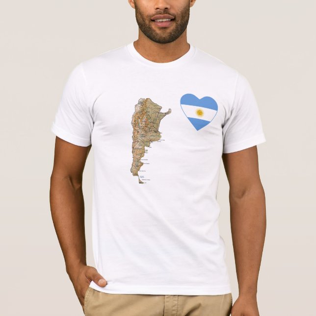 Argentine Drapeau Coeur et carte T-shirt (Devant)