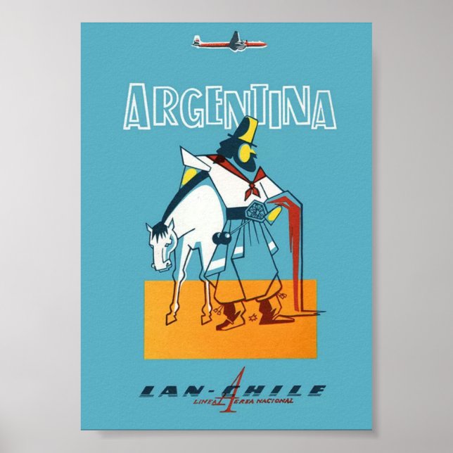 Argentine Retro Vintage voyage Poster Imprimer (Devant)