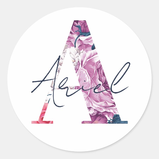 Ariel Nom Sticker Personnalisé Filles Étiquette Fl (Devant)