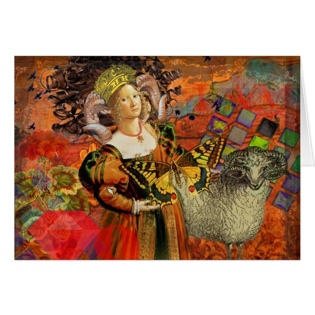Aries Orange Woman : Collage d'art antique gothiqu (Devant horizontal)