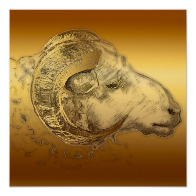 Aries Ram Anniversaire Zodiac Poster parfait (Devant)