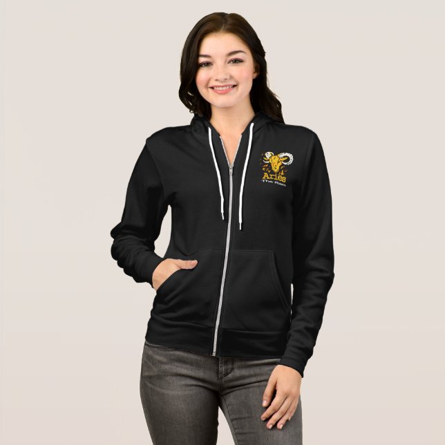 Aries ram zodiac astrologie dames zip sweat - shir (Devant entier)
