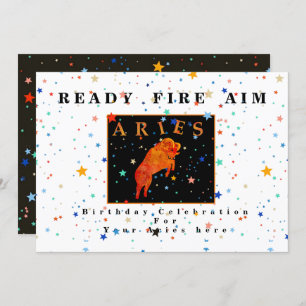 Aries Zodiac READY AIM FEU star moderne Invitation
