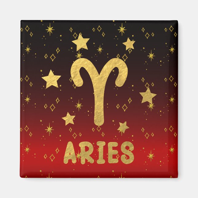 Aries Zodiac Rouge et or Magnet (Devant)