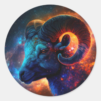Aries Zodiac Star Sign Round Sticker
