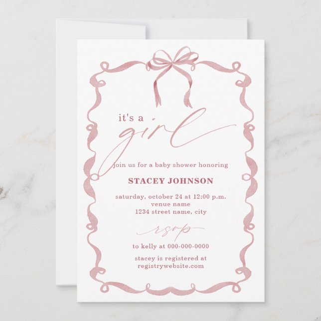 ARIYA | Invitation Baby Shower C'est une Fille Rub (Devant)