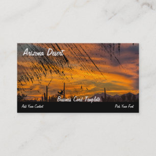 Arizona Desert Cactus Sunset Carte de visite