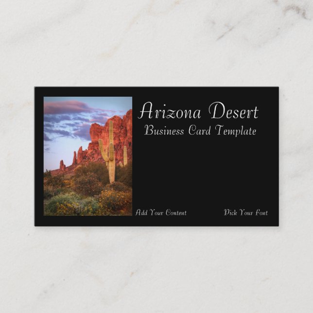 Arizona Desert Cactus Sunset Carte de visite (Devant)