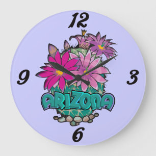 Arizona fleurs de cactus Horloge murale