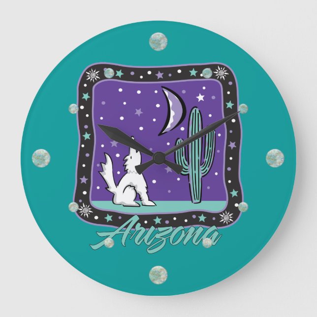 Arizona Howling Coyote Horloge murale (Recto)