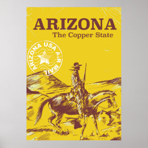 Arizona l'état du cuivre affiche de voyage vintage