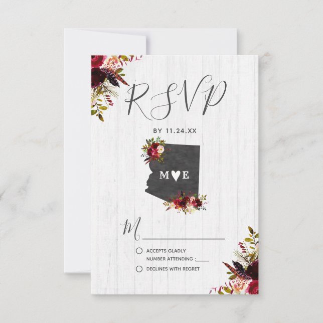 Arizona State Destination Mariage rustique RSVP (Devant)