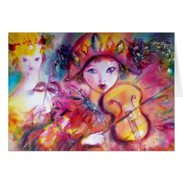 Arlecchino Jouer violon et Colombina (Devant horizontal)