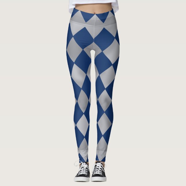 Arlequin bleu et Argent Patterned Leggings (Devant)