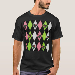 Arlequin coloré Imprimer avec Coeurs Roses T-shirt