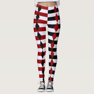 Arlequin Leggings d'Halloween noir blanc et rouge