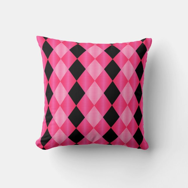 Arlequin plié, Coussin Carré rose-noir (Recto)