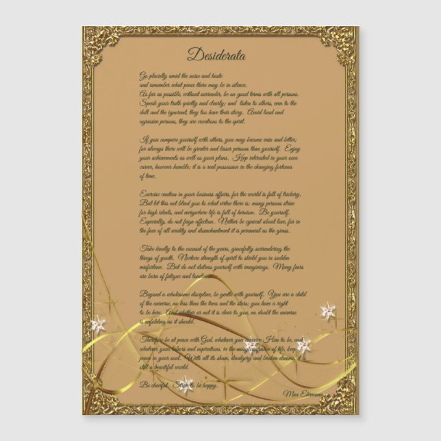 Armature Or Desiderata Poem Magnet (Devant)