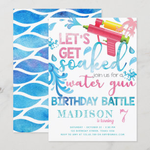 Arme à eau Été Fille Anniversaire Fête Invitation