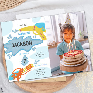 Arme à eau jaune bleu Anniversaire Invitations pho